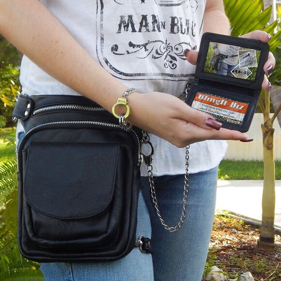 GENUIINE LEATHER -HANDS FREE BAG - ANTI THEFT - CAN WEAR 8 WAYS - Picture 7 of 13